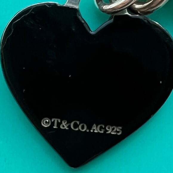 Rare 7” Tiffany & Co. Victoria’s Secret Black Heart Charm w/ Chain Link Bracelet - Picture 4 of 12